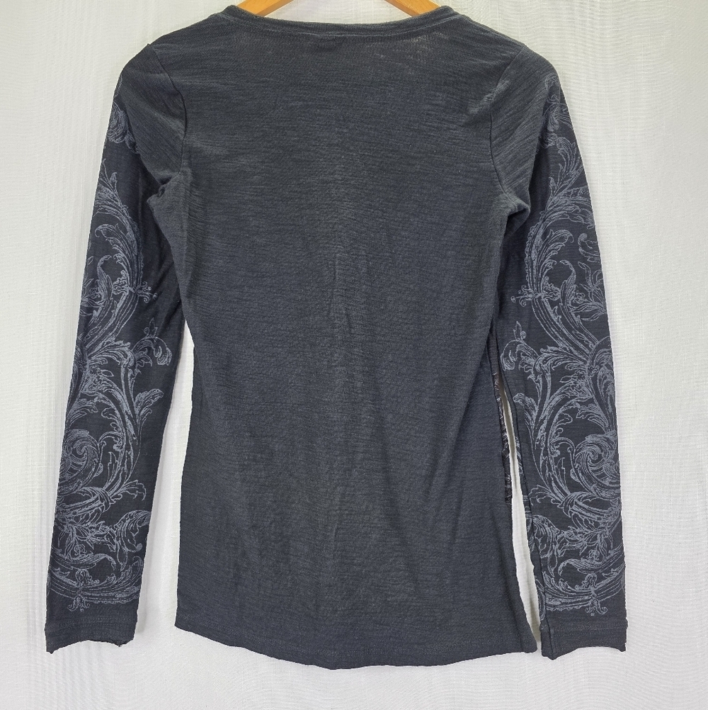 Y2k 00s Vanity Womens Whimsigoth Burnout Gothic Grunge Long Sleeve Fitted Size M - Picture 12 of 14